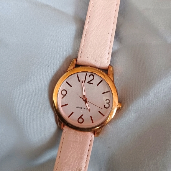 Nine West Accessories - Nine West gold with Blush Pink leather Strap 9w stainless steel watch timepiece